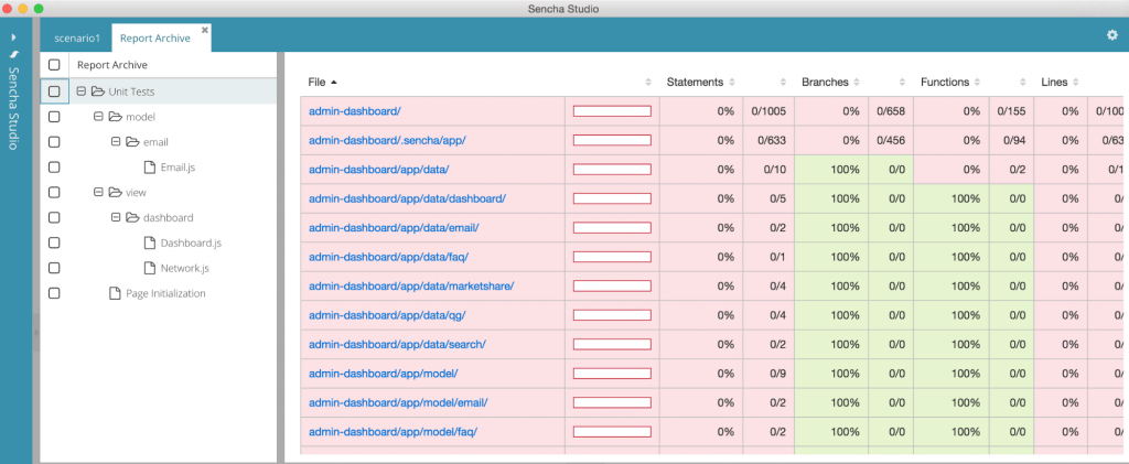 Sencha Test Integrated with Istanbul