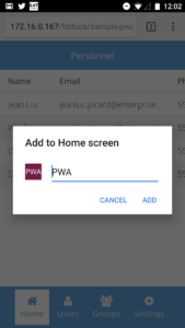 Add to Home Screen - Application Name
