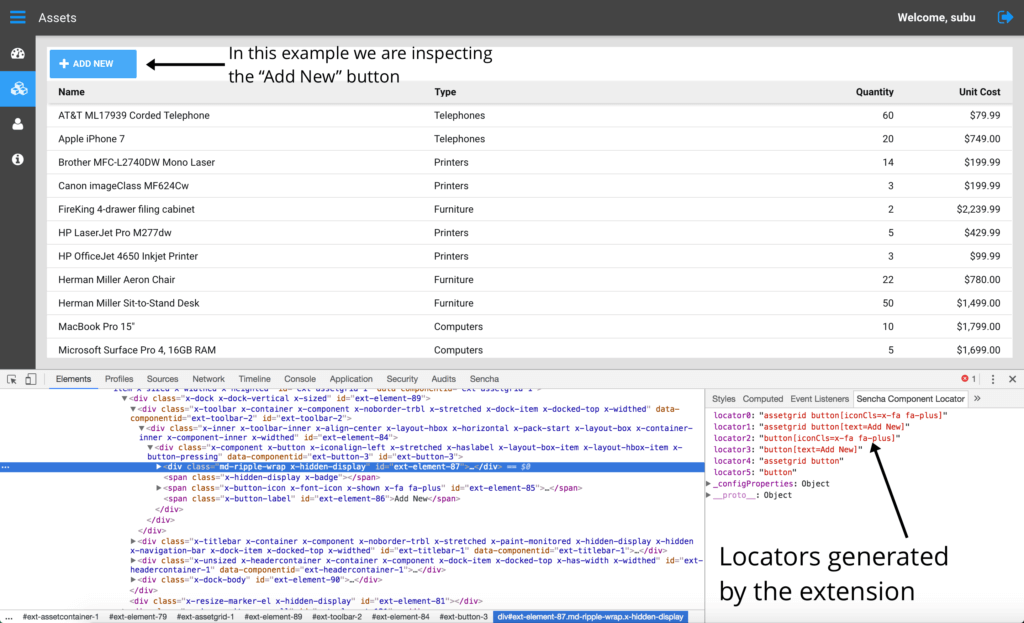 Sencha Component Locator Extension for Chrome