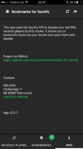 Ext JS - Bookmarks for Spotify - App Info