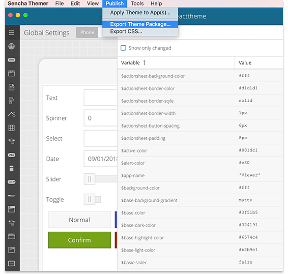 Sencha Themer - Export and Share